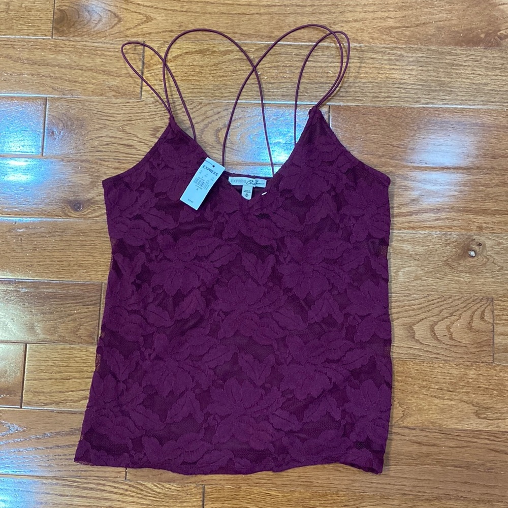 Medium size lace tank top from express. Maroon/purple shade
